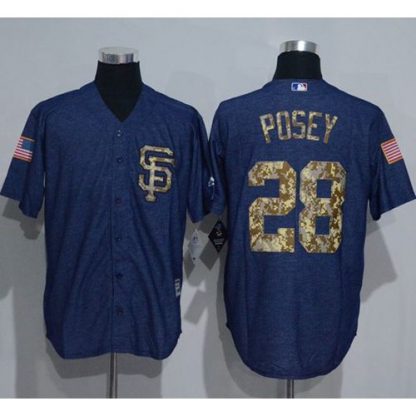 San Francisco Giants #28 Buster Posey Denim Blue Salute to Service Stitched MLB Jersey