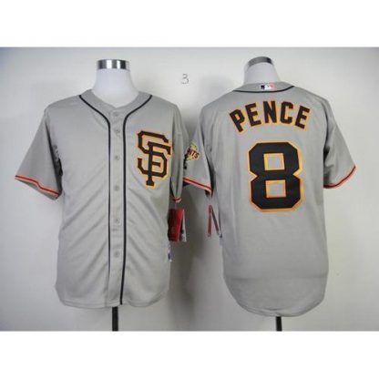 San Francisco Giants #8 Hunter Pence Grey Road 2 Cool Base Stitched MLB Jersey