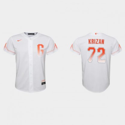 San Francisco San Francisco Giants #72 Jason Krizan Youth 2021 City Connect White Jersey