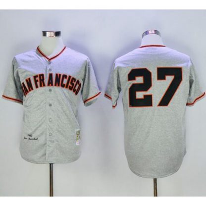 Mitchell And Ness 1962 San Francisco Giants #27 Juan Marichal Grey Stitched Throwback MLB Jersey