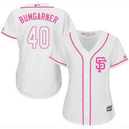 San Francisco Giants #40 Madison Bumgarner White/Pink Fashion Women's Stitched MLB Jersey