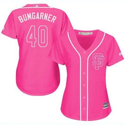 San Francisco Giants #40 Madison Bumgarner Pink Fashion Women's Stitched MLB Jersey