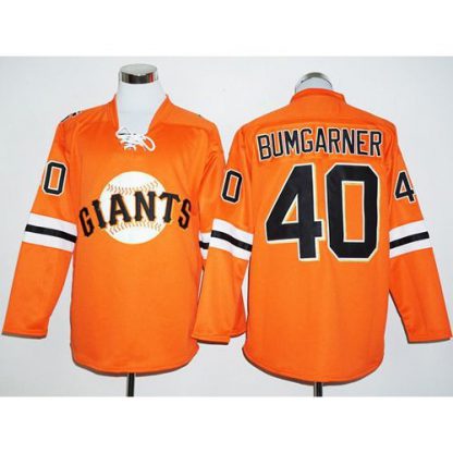 San Francisco Giants #40 Madison Bumgarner Orange Long Sleeve Stitched MLB Jersey