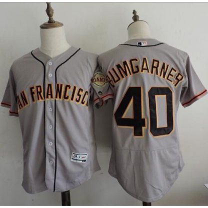 San Francisco Giants #40 Madison Bumgarner Grey Flexbase Authentic Collection Road Stitched MLB Jersey