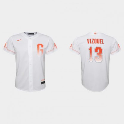 San Francisco San Francisco Giants #13 Omar Vizquel Youth 2021 City Connect White Jersey