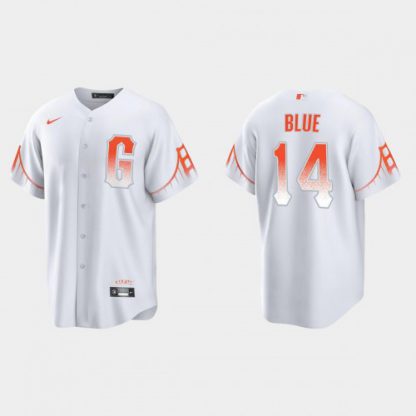 San Francisco San Francisco Giants #14 Vida Blue Men's 2021 City Connect White Fan's Version Jersey