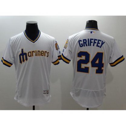 Seattle Mariners #24 Ken Griffey White Flexbase Authentic Collection Cooperstown Stitched MLB Jersey
