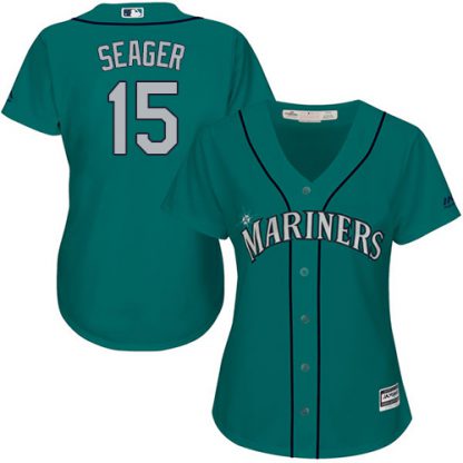 Seattle Mariners #15 Kyle Seager Green Alternate Women's Stitched MLB Jersey