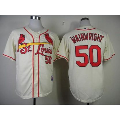 St.Louis Cardinals #50 Adam Wainwright Cream Stitched MLB Jersey