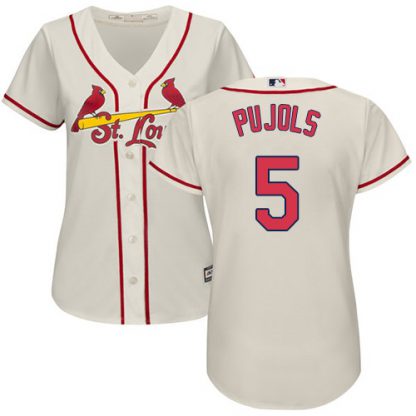 St.Louis Cardinals #5 Albert Pujols Cream Alternate Women's Stitched MLB Jersey