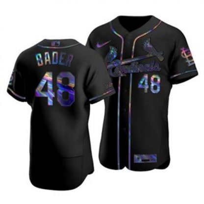 St. Louis St.Louis Cardinals #48 Harrison Bader Men's Nike Iridescent Holographic Collection MLB Jersey - Black