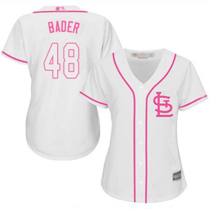 St.Louis Cardinals #48 Harrison Bader White/Pink Fashion Women's Stitched MLB Jersey