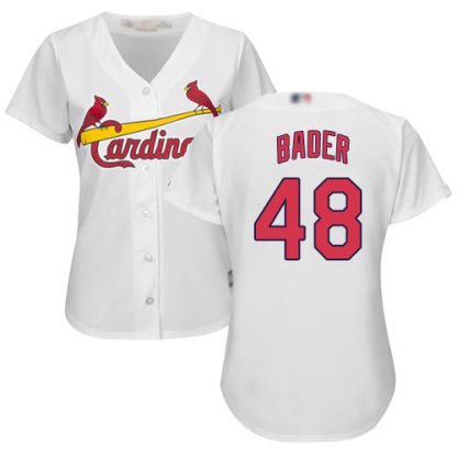 St.Louis Cardinals #48 Harrison Bader White Home Women's Stitched MLB Jersey