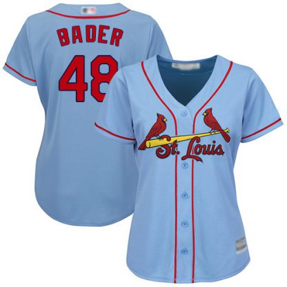 St.Louis Cardinals #48 Harrison Bader Light Blue Alternate Women's Stitched MLB Jersey