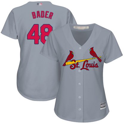 St.Louis Cardinals #48 Harrison Bader Grey Road Women's Stitched MLB Jersey