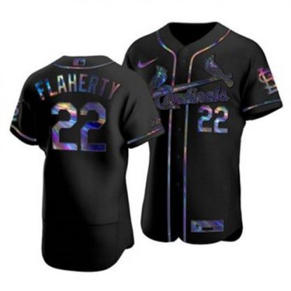 St. Louis St.Louis Cardinals #22 Jack Flaherty Men's Nike Iridescent Holographic Collection MLB Jersey - Black