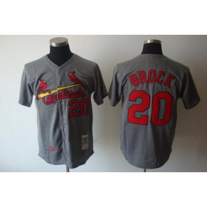 Mitchell And Ness St.Louis Cardinals #20 Lou Brock Grey Cool Base Stitched Throwback MLB Jersey