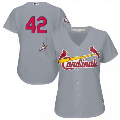 St. Louis St.Louis Cardinals #42 Majestic Women's 2019 Jackie Robinson Day Official Cool Base Jersey Gray