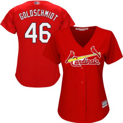 St.Louis Cardinals #46 Paul Goldschmidt Red Alternate Women's Stitched MLB Jersey