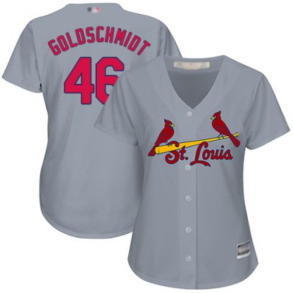 St.Louis Cardinals #46 Paul Goldschmidt Grey Road Women's Stitched MLB Jersey