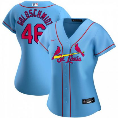 St. Louis St.Louis Cardinals #46 Paul Goldschmidt Nike Women's Alternate 2020 MLB Player Jersey Light Blue
