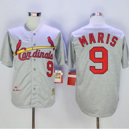 Mitchell And Ness 1967 St.Louis Cardinals #9 Roger Maris Grey Throwback Stitched MLB Jersey