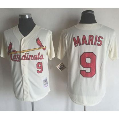 Mitchell And Ness 1967 St.Louis Cardinals #9 Roger Maris Cream Throwback Stitched MLB Jersey