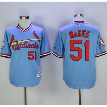 St.Louis Cardinals #51 Willie McGee Blue Cooperstown Throwback Stitched MLB Jersey