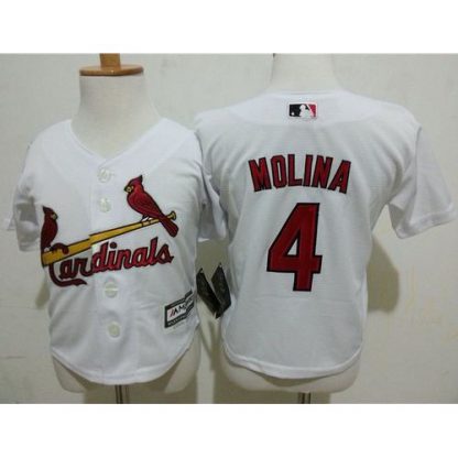Toddler St.Louis Cardinals #4 Yadier Molina White Cool Base Stitched MLB Jersey