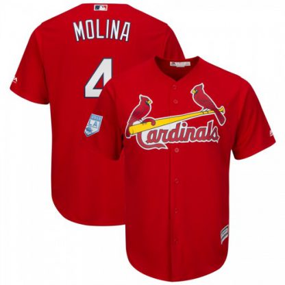 St.Louis Cardinals #4 Yadier Molina Red 2019 Spring Training Cool Base Stitched MLB Jersey