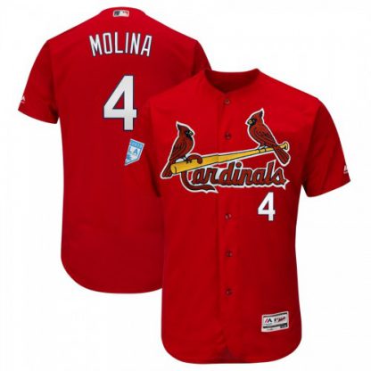 St.Louis Cardinals #4 Yadier Molina Red 2019 Spring Training Flex Base Stitched MLB Jersey