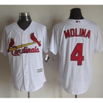 St.Louis Cardinals #4 Yadier Molina White New Cool Base Stitched MLB Jersey