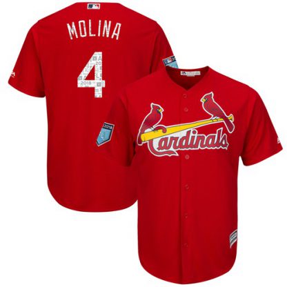St.Louis Cardinals #4 Yadier Molina Red 2018 Spring Training Cool Base Stitched MLB Jersey