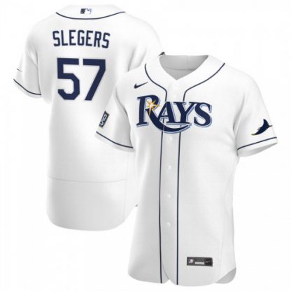 Tampa Bay Tampa Bay Rays #57 Aaron Slegers Men's Nike White Home 2020 World Series Bound Authentic Player MLB Jersey
