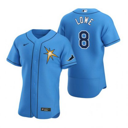 Tampa Bay Tampa Bay Rays #8 Brandon Lowe Men's Nike Light Blue Alternate 2020 Authentic Team MLB Jersey