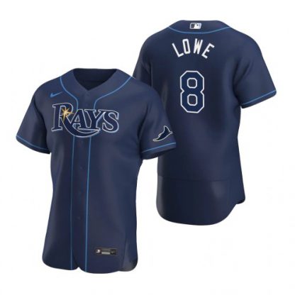Tampa Bay Tampa Bay Rays #8 Brandon Lowe Men's Nike Navy Alternate 2020 Authentic Team MLB Jersey