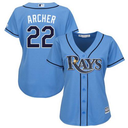 Tampa Bay Rays #22 Chris Archer Light Blue Alternate Women's Stitched MLB Jersey