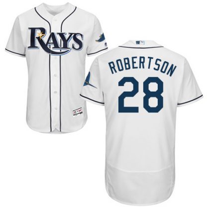 Tampa Bay Rays #28 Daniel Robertson White Flexbase Authentic Collection Stitched MLB Jersey
