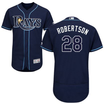 Tampa Bay Rays #28 Daniel Robertson Dark Blue Flexbase Authentic Collection Stitched MLB Jersey