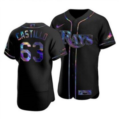 Tampa Bay Tampa Bay Rays #63 Diego Castillo Men's Nike Iridescent Holographic Collection MLB Jersey - Black