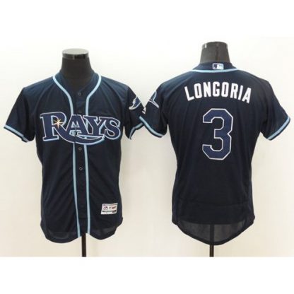 Tampa Bay Rays #3 Evan Longoria Dark Blue Flexbase Authentic Collection Stitched MLB Jersey