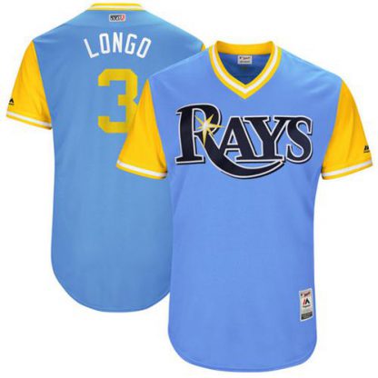 Tampa Bay Rays #3 Evan Longoria Light Blue "Longo" Players Weekend Authentic Stitched MLB Jersey