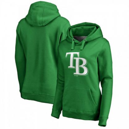 Tampa Bay Tampa Bay Rays Majestic Women's St. Patrick's Day White Logo Pullover Hoodie Kelly Green