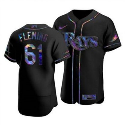Tampa Bay Tampa Bay Rays #61 Josh Fleming Men's Nike Iridescent Holographic Collection MLB Jersey - Black