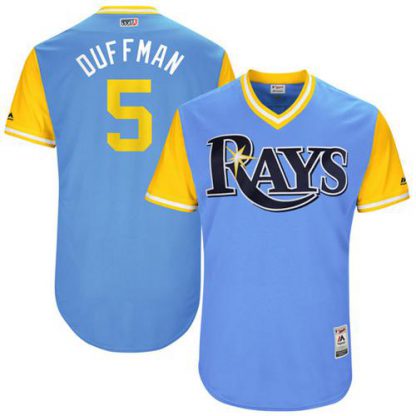 Tampa Bay Rays #5 Matt Duffy Light Blue "Duffman" Players Weekend Authentic Stitched MLB Jersey