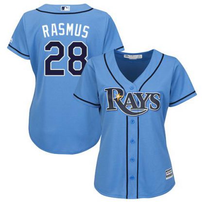Tampa Bay Rays #28 Colby Rasmus Light Blue Alternate Women's Stitched MLB Jersey
