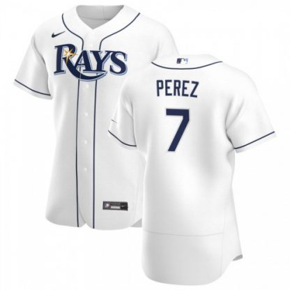 Tampa Bay Tampa Bay Rays #7 Michael Perez Men's Nike White Home 2020 Authentic Player MLB Jersey
