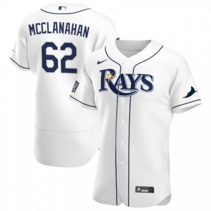 Tampa Bay Tampa Bay Rays #62 Shane McClanahan Men's Nike White Home 2020 World Series Bound Authentic Player MLB Jersey