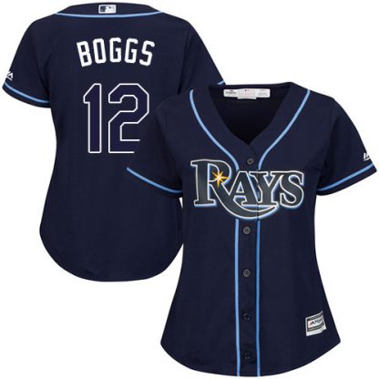 Tampa Bay Rays #12 Wade Boggs Dark Blue Alternate Women's Stitched MLB Jersey