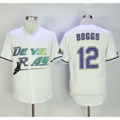 Mitchell And Ness Tampa Bay Rays #12 Wade Boggs White Throwback Stitched MLB Jersey